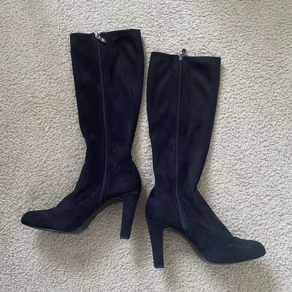 Tahari Black Suede Zip-Up High Heel Boots (Tall, Below the Knee) - Size 8.5 - Picture 2 of 3